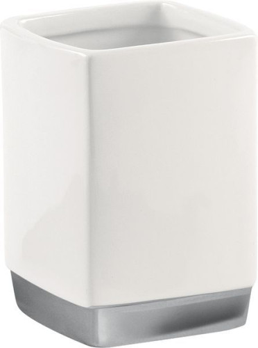 Gedy Lucy, настольный керамический стакан, цвет хром - белая керамика