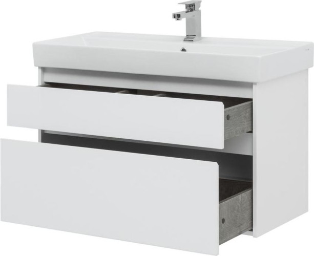 Тумба с раковиной Aquanet Nova Lite 100 белый (2 ящика)