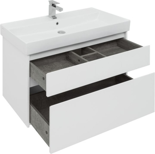Тумба с раковиной Aquanet Nova Lite 100 белый (2 ящика)