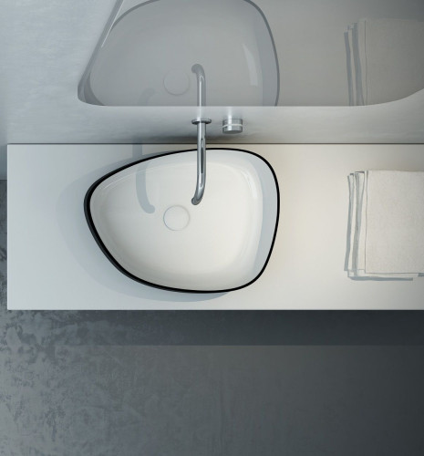 Olympia Metamorfosi, накладная раковина нестандартной формы 55x42xh14 см, с донным клапаном, цвет белый глянцевый