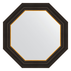 Зеркало настенное Octagon EVOFORM в багетной раме чёрное дерево с золотом, 58х58 см, BY 7402