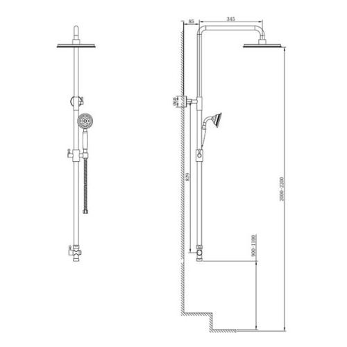 Душевой гарнитур - тропич.душ с классической лейкой, латунь (хром) Caprigo 99-564-crm