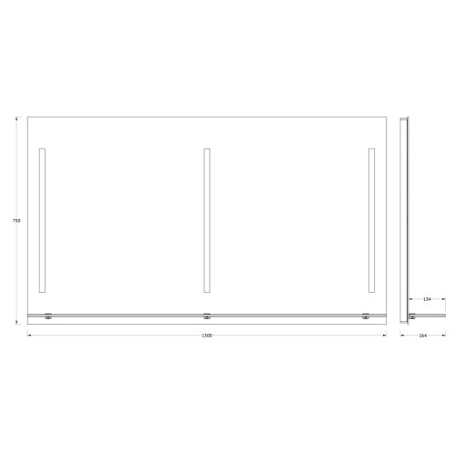 Зеркало настенное c полочкой и 3-мя встроенными LED-светильниками Ledline-S EVOFORM 130x75 см, BY 2169