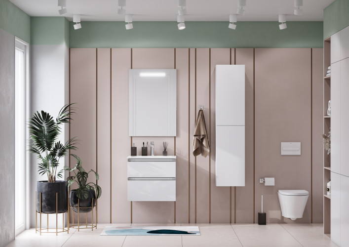 Модуль для раковины Roca THE GAP 600 мм, 2 ящика, белый глянец