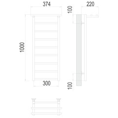 Полотенцесушитель TERMINUS Стандарт Контур П9 300х1000 NEW