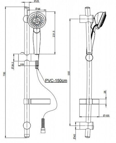 Душевой гарнитур Paini Emilia 50CR124P15