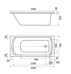 Ванна акриловая Santek Монако прямоугольная 150х70, белая