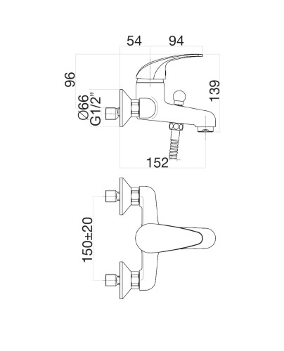 Смеситель для ванны Fiore MAX 32CR1010, хром