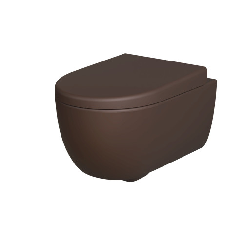 Унитаз Abner 103T20601R (545*360*330) МАТОВЫЙ КОРИЧНЕВЫЙ подвесной БЕЗОБОДКОВЫЙ с толстой крышкой