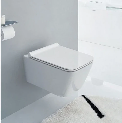 Унитаз Serel RITA подвесной безободковый со скрытым креплением с гигиеническим покрытием в комплекте с тонким сиденьем микролифт RT26+223ZS