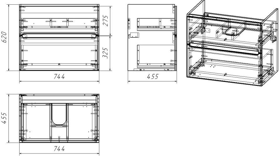 Тумба OWL 1975 Nyborg 80, 2 ящика, белая