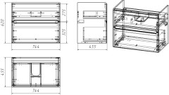 Тумба OWL 1975 Nyborg 80, 2 ящика, белая