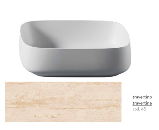 Раковина Artceram Cognac Quadro 560*410*155 отверстия для смесителя-отсутствуют Travertine