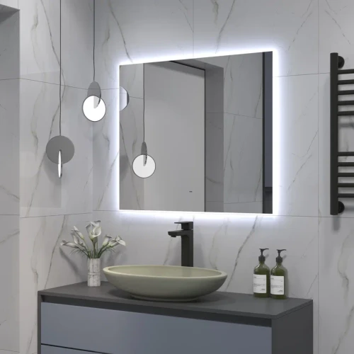 Зеркало Континент Trezhe Led 800х700 с бесконтактным сенсором, холодная подсветка