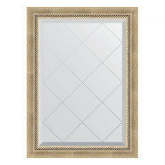 Зеркало настенное с гравировкой EVOFORM в багетной раме состаренное серебро с плетением, 63х86 см, BY 4089