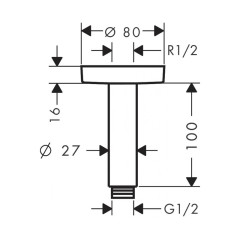 Потолочное подсоединение Hansgrohe S, 100 мм, матовый белый