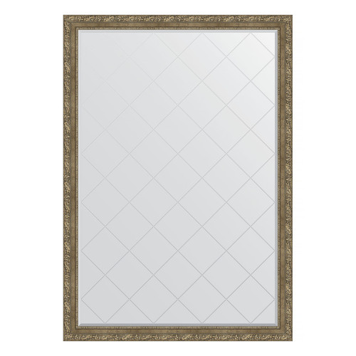 Зеркало настенное с гравировкой EVOFORM в багетной раме виньетка античная латунь, 130х185 см, BY 4489