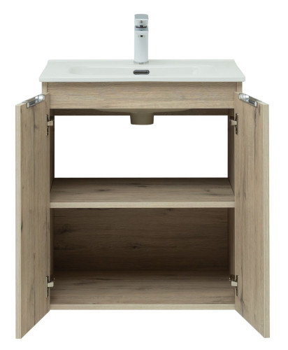 Тумба с раковиной Aquanet Алвита New 60 2 дверцы, дуб веллингтон белый