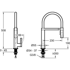 Смеситель для кухни Jacob Delafon Raphael гибкий излив, хром/черный (E23311-CP)