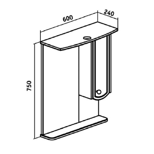 Зеркальный шкаф Runo Аликанте 60 правый