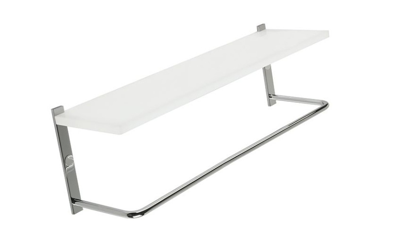 Stil Haus Mizar, полка из оргстекла с полотенцедержателем, длина 40 см, цвет хром