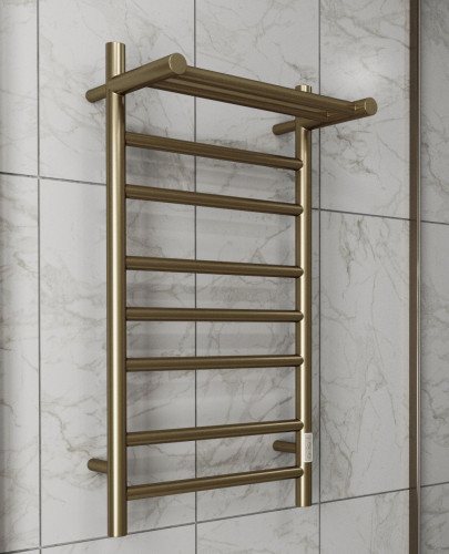 Полотенцесушитель электрический с полочкой (лесенка) Bauedge Stil Shelf DB-0021, 40x80 см