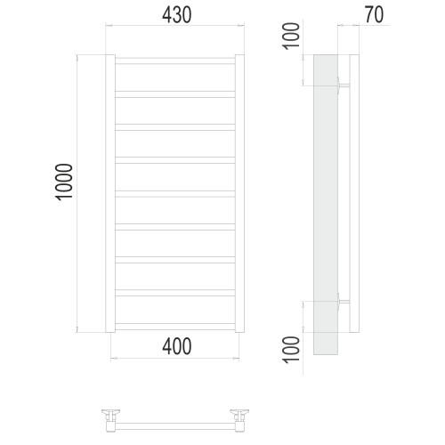 Полотенцесушитель TERMINUS Стандарт Контур П9 400х1000 NEW