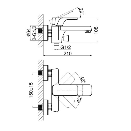 Смеситель для ванны D&K Berlin DA1433203, золото