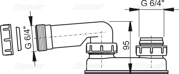 Гидрозатвор для ванны Alcadrain 6/4x50 мм (A53-6/4)