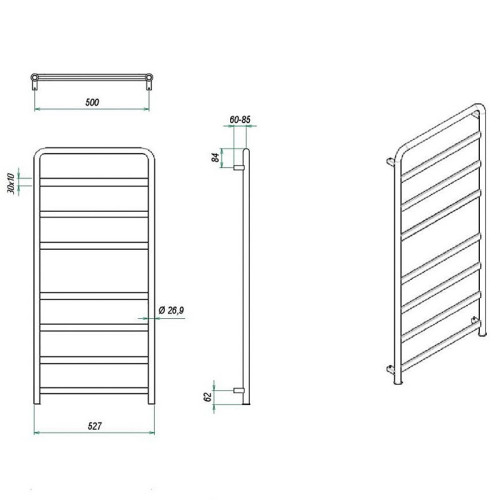 Электрический полотенцесушитель Grota Fiado 527х1200