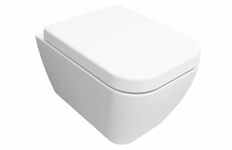 Унитаз Serel RITA подвесной безободковый со скрытым креплением с форсункой биде  с гигиеническим покрытием в комплекте с тонким сиденьем микролифт RT26BM+223ZS