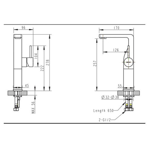 Смеситель для умывальника Bravat ARС, высокий, черный (F16061K-A2-ENG)