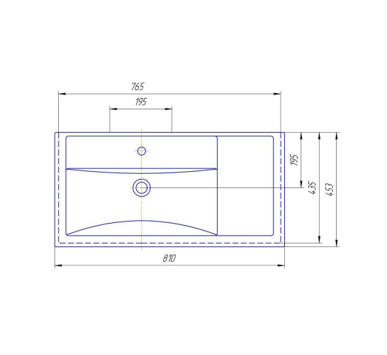 Раковина ФОСТЕР 80 см крыло справа