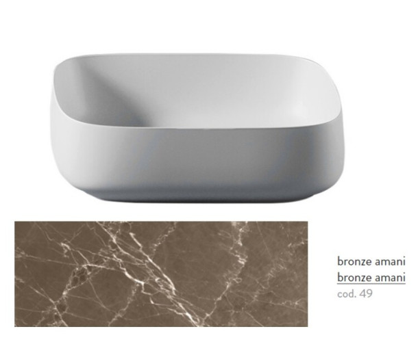 Раковина Artceram Cognac Quadro 560*410*155 отверстия для смесителя-отсутствуют Bronze amani