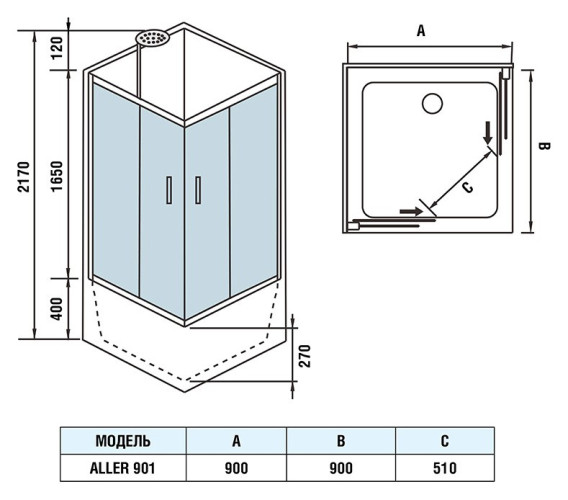 Душевая кабина WeltWasser WW500 Aller 901 90x90