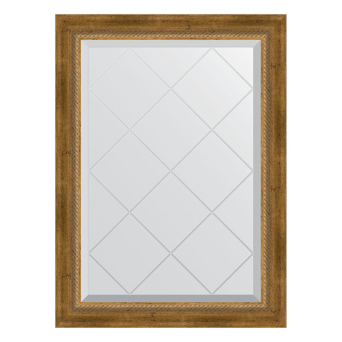 Зеркало настенное с гравировкой EVOFORM в багетной раме состаренная бронза с плетением, 63х86 см, BY 4090