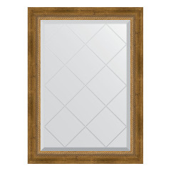 Зеркало настенное с гравировкой EVOFORM в багетной раме состаренная бронза с плетением, 63х86 см, BY 4090