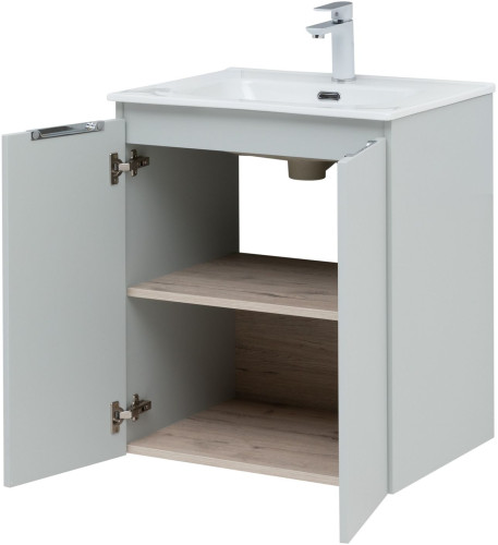 Тумба с раковиной Aquanet Алвита New 60 2 дверцы, серый