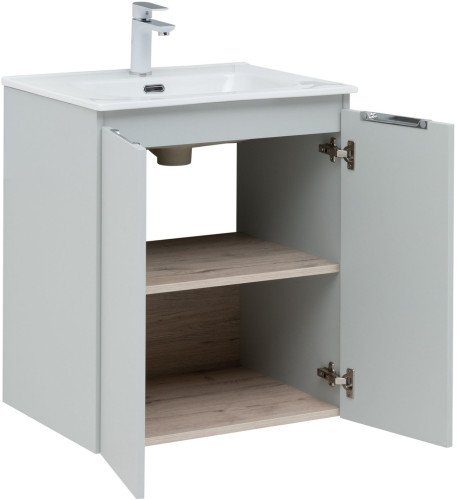 Тумба с раковиной Aquanet Алвита New 60 2 дверцы, серый
