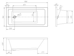 Ванна пристенная Loranto Novaro La 1500х700, ABS пластик, белая (CS00078466)