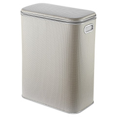 Корзина для белья  KLH-B-9 Ромб белая, кант хром, большая