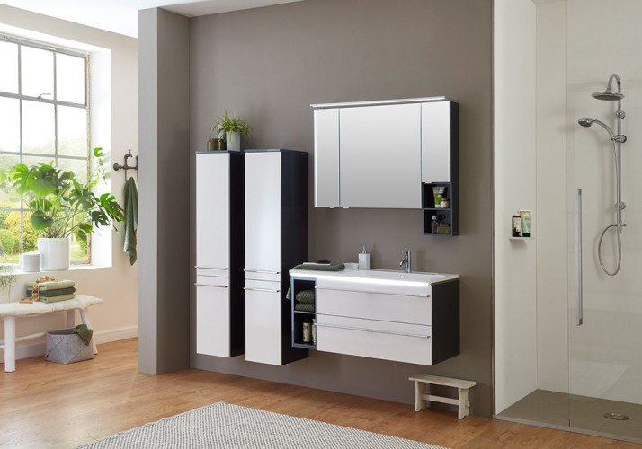 Комплект мебели Marlin 3250star, 800 мм, левый (2 ящика, вырез под сифон справа), цвет белый шелковый глянец