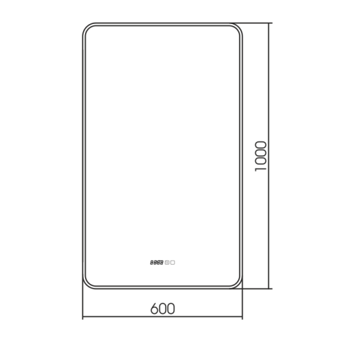 "Incanto" 600х1000 - 3 (часы, подогрев, сенсорный выключатель) зеркало