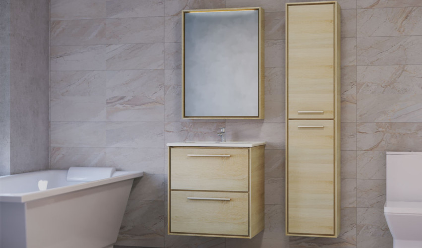 Зеркало-шкаф RAVAL Frame 75 Дуб сонома с подсветкой, розеткой (Fra.03.75/DS)