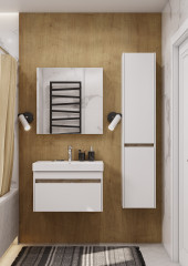 Тумба под раковину AQUATON Марти 70 подвесная, Белый/Дуб Эндгрейн (1A267501MY010)