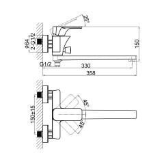 Смеситель для ванны D&amp;K Berlin DA1433303, золото