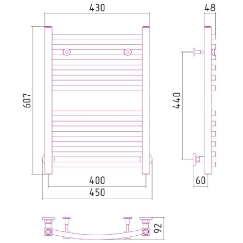 Водяной полотенцесушитель Сунержа Аркус 600х400