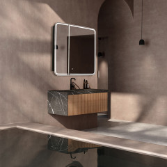 Зеркало - шкаф AZARIO Alliance - Black 805х198х800 сенсорный выключатель с функцией диммера (LED-00002611)