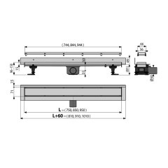 Душевой лоток Alcadrain с двухсторонней решеткой DOUBLE (APZ23-DOUBLE9-750)