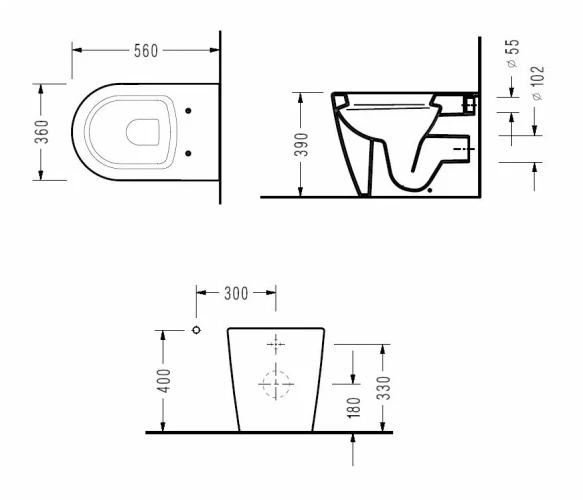 Приставной унитаз Serel SMART с сиденьем-микролифт SM11+BETA